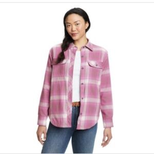 NWT Eddie Bauer Women's Faux Shearling-Lined Flannel Shirt Jacket